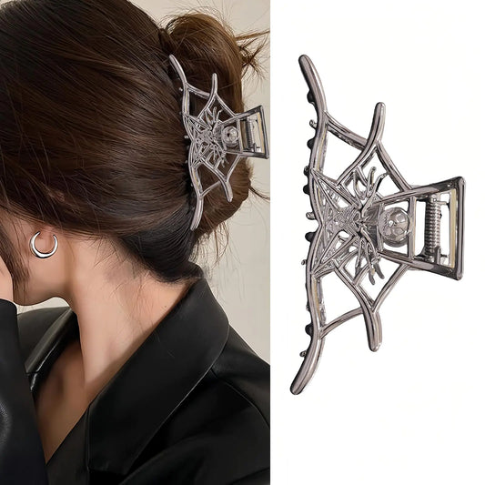 Vsdski Metal Spider Web Hair Clips Black Skeleton Hair Claw Clips Halloween Hair Accessories for Women Jaw Clips Hair Clamps Strong Hold Nonslip Hair Barrettes for Thick Thin Hair for Halloween Decor